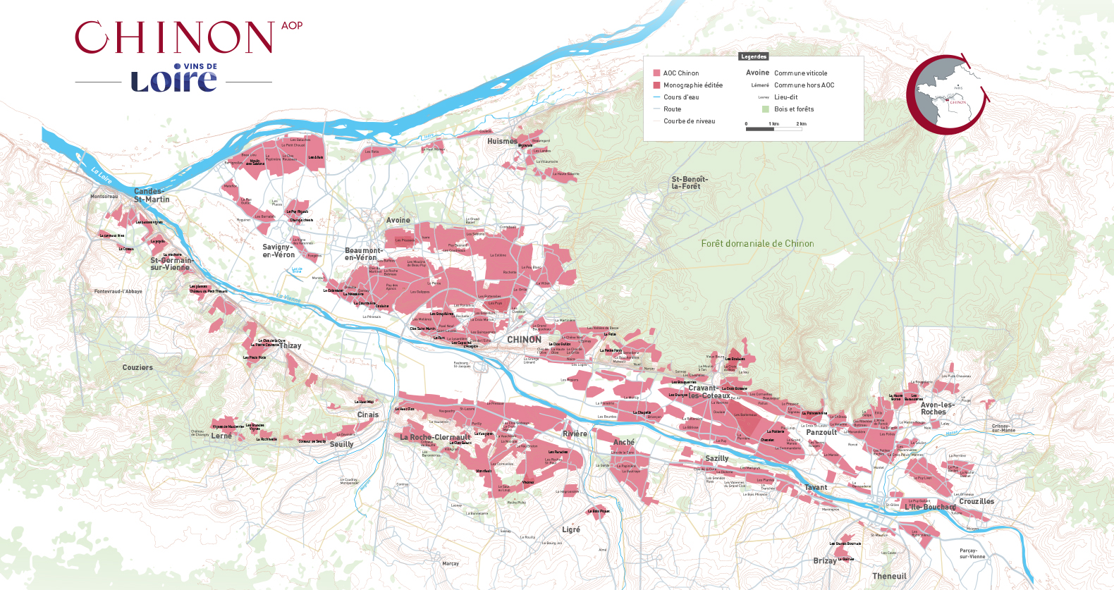 Carte de l'AOC Chinon